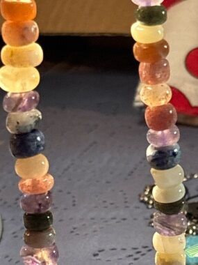 Gemstone Mix Necklace Amethyst Sodalite Quartz Multicolor Rondelle Silver Tone